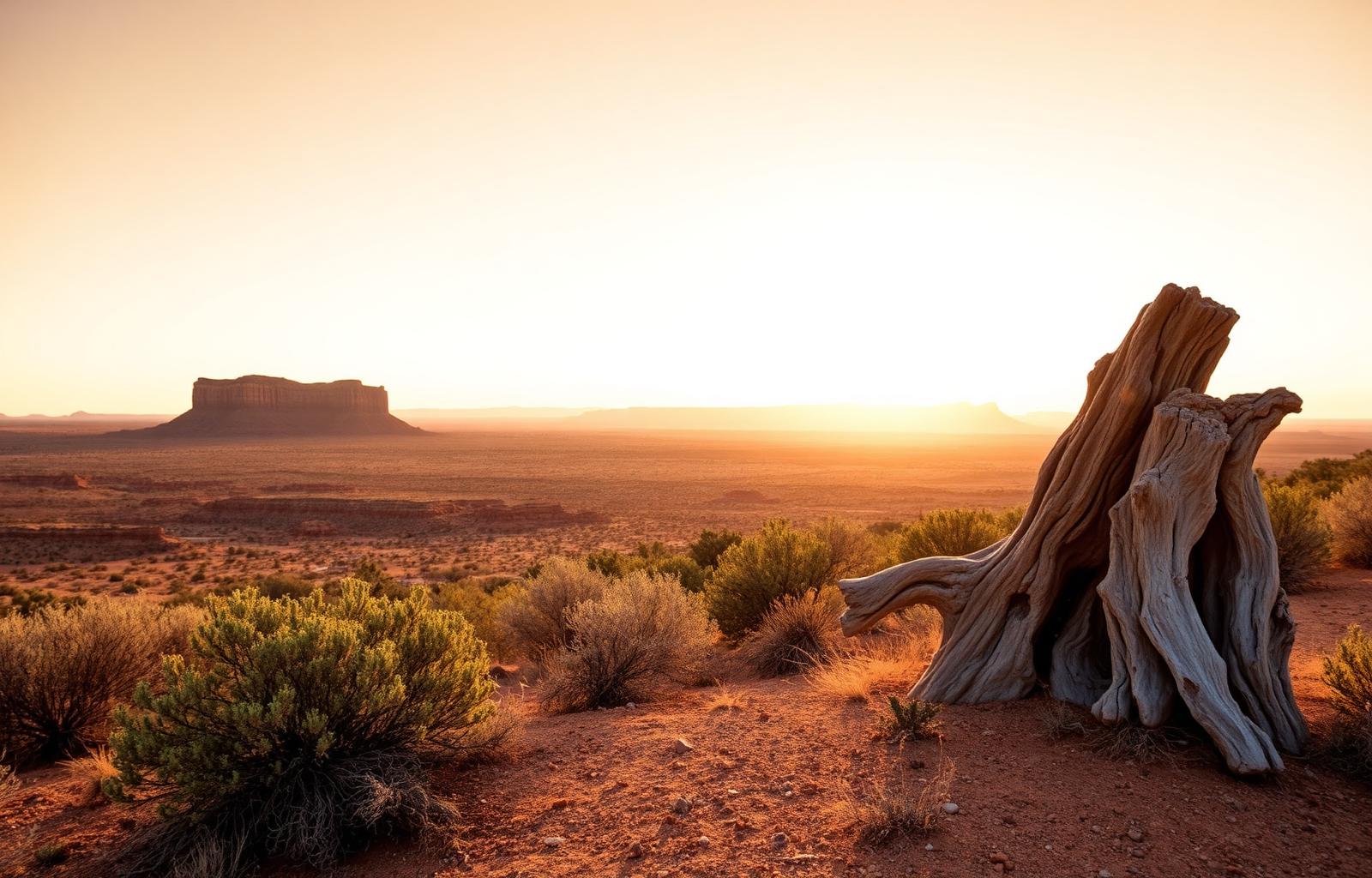 Wooded land at sunrise